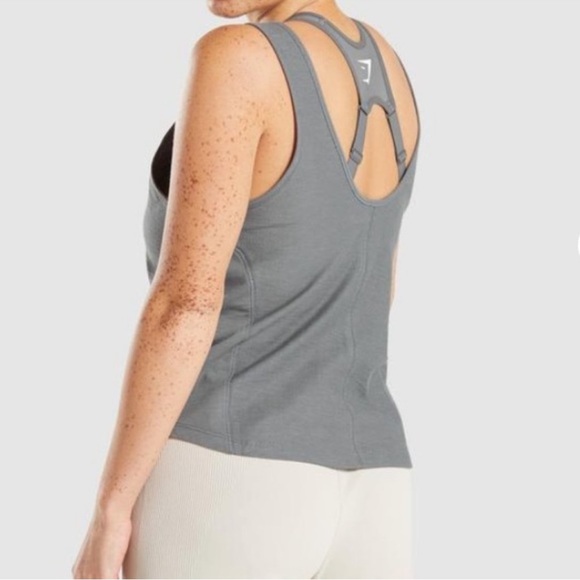 NWT GYMSHARK- Pause Tank Charcoal Baggy Boxy Tank - Picture 2 of 9